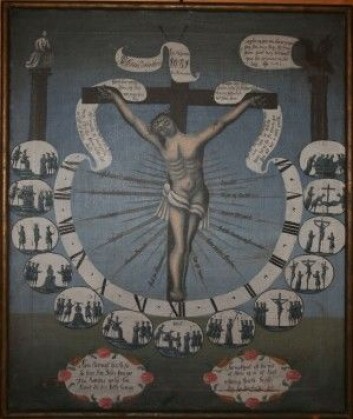 Pasjonsviseren fra Skånevik kirke. Foto: NIKU Pasjonsviseren fra Skånevik kirke. Foto: NIKU