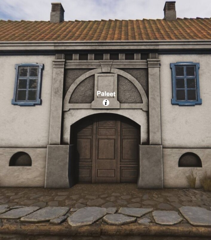Hovedporten til Palèt, eiendommen til Ankerfamilien. Hentet fra 3d-modellen Oslo havn 1798 (Modell av Mats Jørgensen) Hovedporten til Palèt, eiendommen til Ankerfamilien. Hentet fra 3d-modellen Oslo havn 1798 (Modell av Mats Jørgensen)