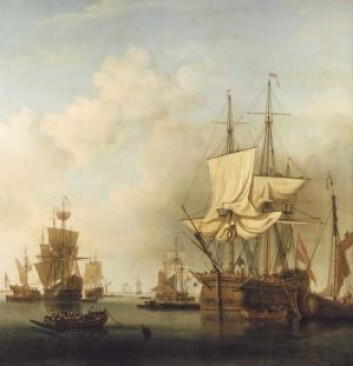 Dansk tømmerskip gjør seg klar (Av: Samuel Scott) Dansk tømmerskip gjør seg klar (Av: Samuel Scott)