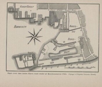 Kart over Oslo havn ca 1798 av P. Hirsch Kart over Oslo havn ca 1798 av P. Hirsch