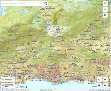 Utsnitt av stadnamnatlas ved Sogn og Fjordane fylkesarkiv. Kvar svarte firkant markerer eit dokumentert stadnamn. Utsnitt av stadnamnatlas ved Sogn og Fjordane fylkesarkiv. Kvar svarte firkant markerer eit dokumentert stadnamn.