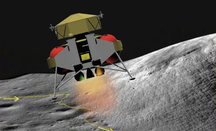 Romsonden Heracles skal etter planen sendes til krateret Schrödinger på Månens bakside og returnere til en bemannet romstasjon i bane rundt Månen. Prosjektet er et samarbeid mellom romfartsorganisasjonene til Europa, Japan og Canada. Bildet er laget ut fra <a href="https://www.hou.usra.edu/meetings/leag2015/presentations/Tuesday/1100-Landgraf.pdf">en ESA-presentasjon som ble publisert i 2015</a>. Romsonden Heracles skal etter planen sendes til krateret Schrödinger på Månens bakside og returnere til en bemannet romstasjon i bane rundt Månen. Prosjektet er et samarbeid mellom romfartsorganisasjonene til Europa, Japan og Canada. Bildet er laget ut fra <a href="https://www.hou.usra.edu/meetings/leag2015/presentations/Tuesday/1100-Landgraf.pdf">en ESA-presentasjon som ble publisert i 2015</a>.