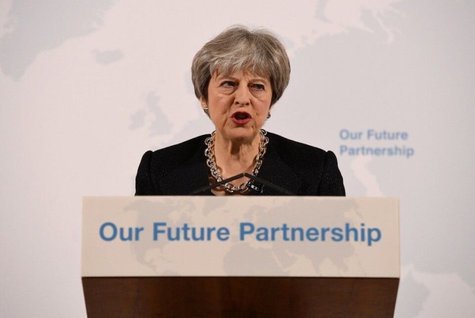 Statsminister Theresa May holdt en stor Brexit-tale 2. mars. Mange eksperter mener det er den mest realistiske så langt. (Foto: REUTERS/Leon Neal/Pool / NTB scanpix)