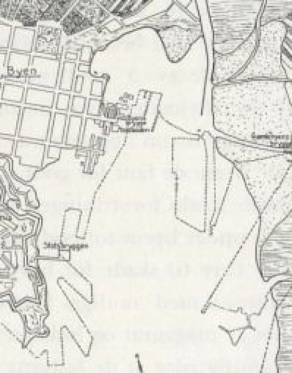 Kartutsnittet er hentet fra Y. Kjelstrups bok ”Oslo havns historie” s. 32 og viser Oslo havn i 1794, med kailinjene fra 1935 tegnet inn. Kartet baserer seg på et kartutsnitt av Patroclus Hirsch fra 1794 som er bevart på Oslo byarkiv. Y. Kjelstrup