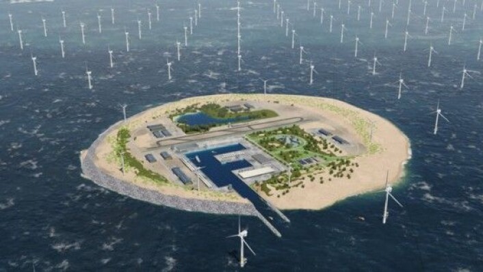"One Power Link Island" kan håndtere opptil 30 GW med offshore vindparker, sier TenneT. Tanken bak øya er å lage et koblingspunkt for veldg mange vindturbiner. Grafikk: TenneT "One Power Link Island" kan håndtere opptil 30 GW med offshore vindparker, sier TenneT. Tanken bak øya er å lage et koblingspunkt for veldg mange vindturbiner. Grafikk: TenneT