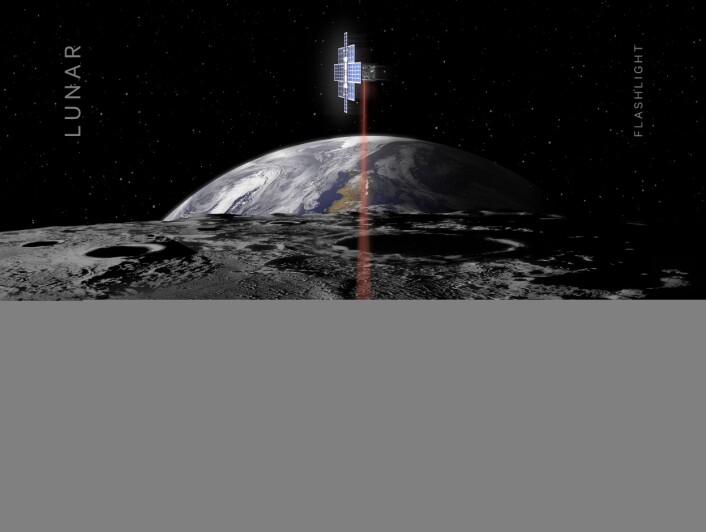 Små satellitter kan utføre verdifulle oppgaver under kartlegging av Månen. Denne illustrasjonen er fra en tidligere studie om bruk av slike satellitter. (Illustrasjon: NASA/JPL) Små satellitter kan utføre verdifulle oppgaver under kartlegging av Månen. Denne illustrasjonen er fra en tidligere studie om bruk av slike satellitter. (Illustrasjon: NASA/JPL)