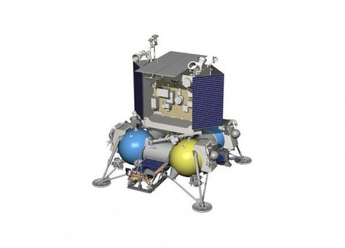 Månesonden Luna-27 skal lande på egenhånd på månens sørpol i 2022. Her er det vann i form av is. Roscosmos Månesonden Luna-27 skal lande på egenhånd på månens sørpol i 2022. Her er det vann i form av is. Roscosmos