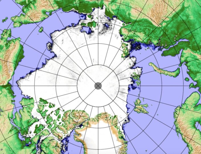 Isen la seg raskt utenfor nordkysten av Sibir denne høsten. (Bilde: AMSR2/PolarView/Univ. Bremen) Isen la seg raskt utenfor nordkysten av Sibir denne høsten. (Bilde: AMSR2/PolarView/Univ. Bremen)