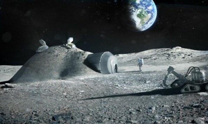 Slik kan en base på månen se ut. Romorganisasjonene ønsker seg tilbake til månen for å forske, teste og trene. ESA/Foster + Partners