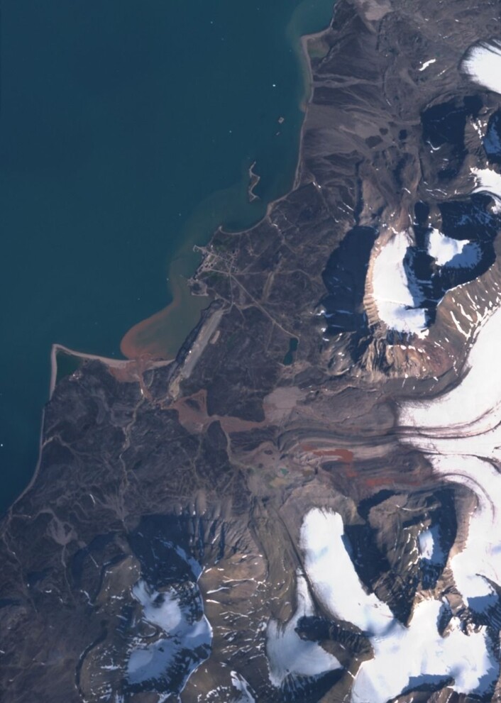 Ny-Ålesund sett fra Sentinel-2. (Bilde: Copernicus Sentinel data 2017) Ny-Ålesund sett fra Sentinel-2. (Bilde: Copernicus Sentinel data 2017)
