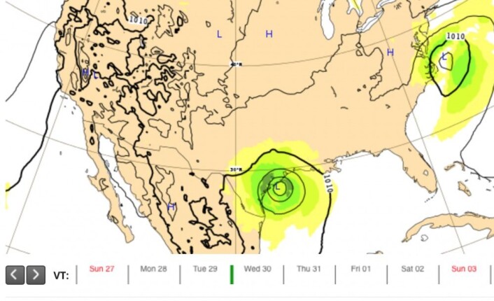 ECMWF-prognosen for natt til onsdag (produsert natt til søndag). (Bilde: ECMWF) ECMWF-prognosen for natt til onsdag (produsert natt til søndag). (Bilde: ECMWF)