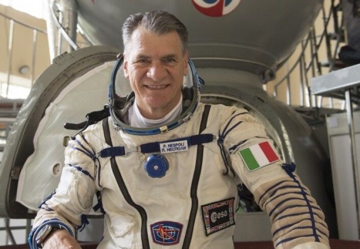 Den italienske romfareren Paolo Nespoli før hans tredje oppskyting til romstasjonen 28. juli 2017. ESA Den italienske romfareren Paolo Nespoli før hans tredje oppskyting til romstasjonen 28. juli 2017. ESA