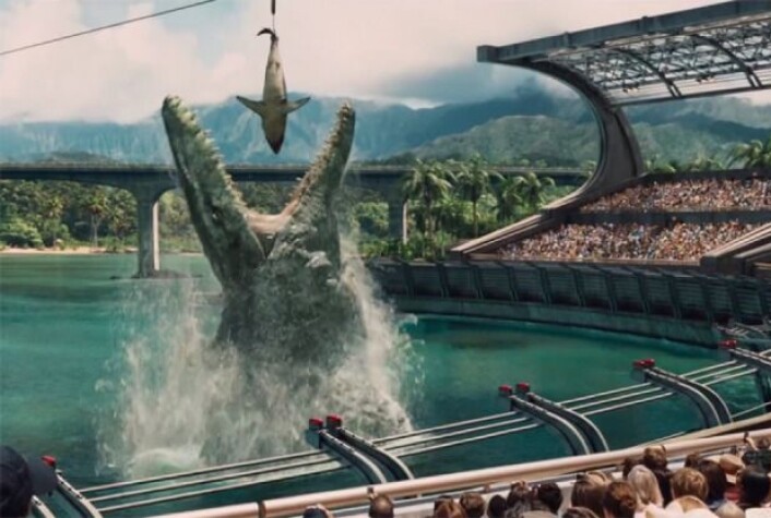 Mosasaurshow i Jurassic World. (Foto: Jurassic World) Mosasaurshow i Jurassic World. (Foto: Jurassic World)