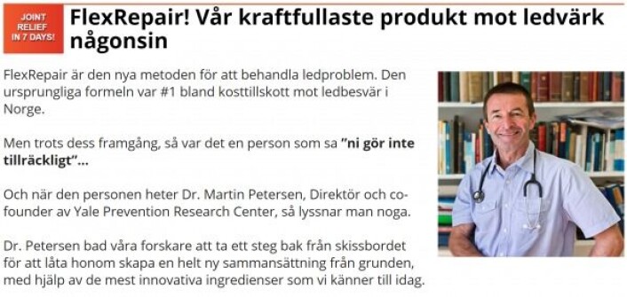 Den svenske «Dr. Martin Pedersen» er ganske ulik sin norske navnebror. (Skjermbilde fra FlexRepairs svenske nettside) Den svenske «Dr. Martin Pedersen» er ganske ulik sin norske navnebror. (Skjermbilde fra FlexRepairs svenske nettside)