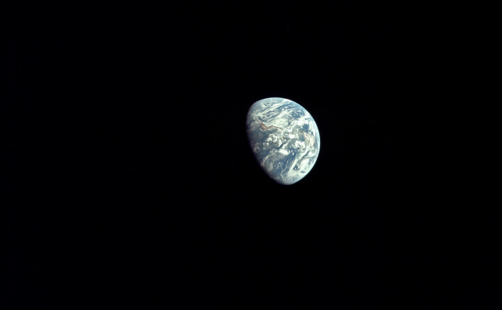 Edwin Aldrin tok dette bildet av Jorda underveis mot Månen i 1969. (Foto: NASA) Edwin Aldrin tok dette bildet av Jorda underveis mot Månen i 1969. (Foto: NASA)