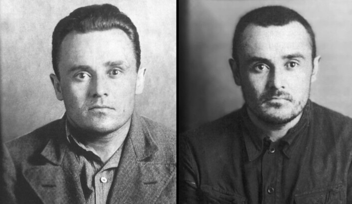 Påkjenning i Stalins fangeleir: Sergej Koroljov kort etter arrestasjonen i 1938 (t.v) og etter to år i fangeleiren. (Foto: Sovjet-arkivene) Påkjenning i Stalins fangeleir: Sergej Koroljov kort etter arrestasjonen i 1938 (t.v) og etter to år i fangeleiren. (Foto: Sovjet-arkivene)