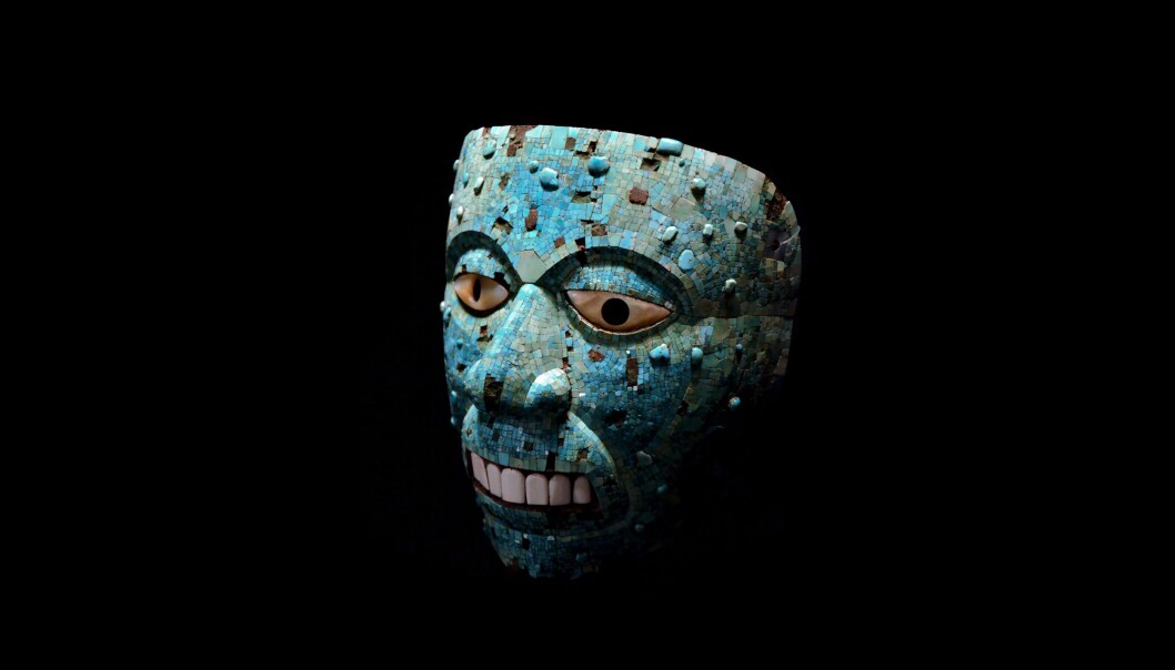 En turkis-maske av den Aaztekiske ildguden. Den er laget en gang mellom 1400 og 1521. (Foto: © Hans Hillewaert/CC BY-SA 4.0) En turkis-maske av den Aaztekiske ildguden. Den er laget en gang mellom 1400 og 1521. (Foto: © Hans Hillewaert/CC BY-SA 4.0)