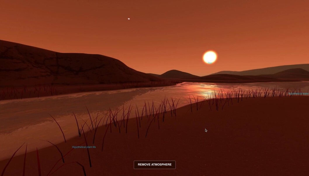 Kanskje ville overflata av Kepler-186f sett ut slik, med vann og vegetasjon? Eller kanskje ikke. Planeten ligger over 500 lysår fra jorda, så det er ikke så mye vi vet om den. Men det er lov til å spekulere. (Illustrasjon: NASA) Kanskje ville overflata av Kepler-186f sett ut slik, med vann og vegetasjon? Eller kanskje ikke. Planeten ligger over 500 lysår fra jorda, så det er ikke så mye vi vet om den. Men det er lov til å spekulere. (Illustrasjon: NASA)
