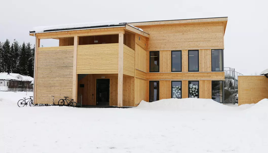 Det nye skolebygget på Hanstad barne- og ungdomsskole stod ferdig i vinter. (Foto: Hanne Kure Bjugstad, Elverum Kommune)
