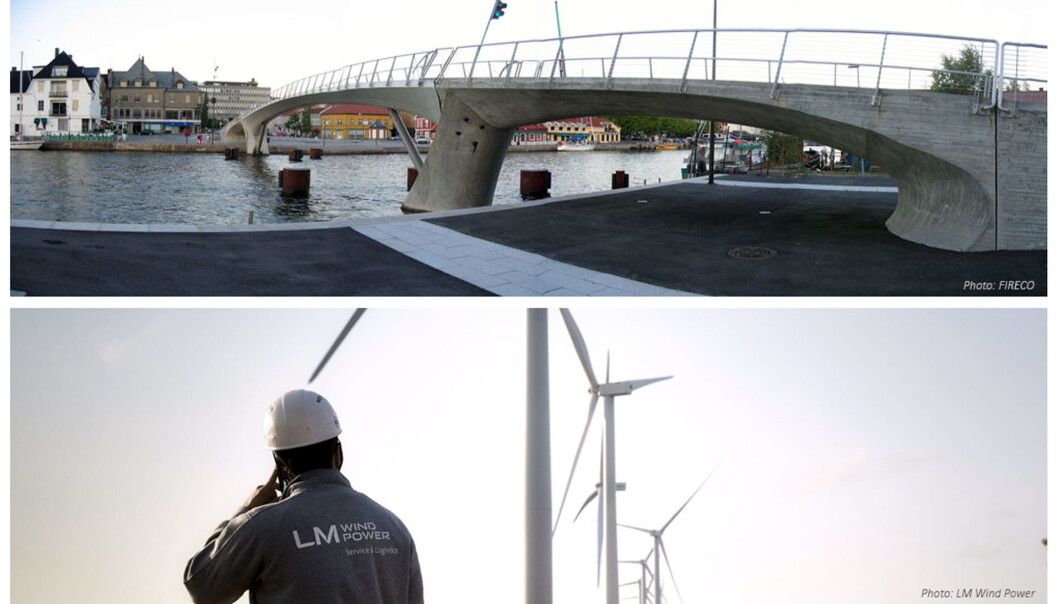 Forskning på materialer kan gi billigere broer og mer pålitelige vindmøller. (Foto: FIRECO og LM Wind Power) Forskning på materialer kan gi billigere broer og mer pålitelige vindmøller. (Foto: FIRECO og LM Wind Power)