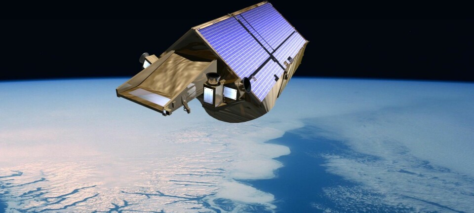 Forskningssatelliten CryoSat måler verdens ismasser. Takket være en ny metode kan satellitten vise hvor mye is breene i Sør-Amerika har mistet. (Illustrasjon: ESA)