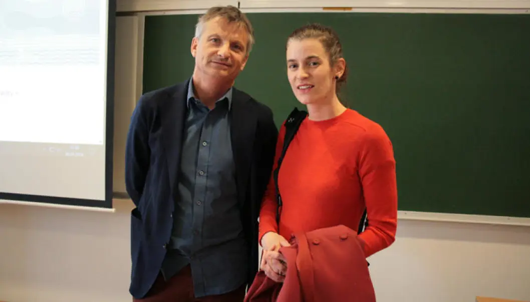 Viserektor ved HSN Pål Augestad og seniorrådgjevar ved Forskningsrådet Marte Øvenild. (Foto: HSN) Viserektor ved HSN Pål Augestad og seniorrådgjevar ved Forskningsrådet Marte Øvenild. (Foto: HSN)