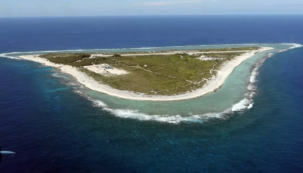 Koralløya Minamitori er bare 1 kvadratkilometer stor. Likevel setter den Japan i stand til å legge krav på et nesten 430 000 kvadratkilometer stort havområde i det vestlige Stillehavet. (Foto: Buffalo University)