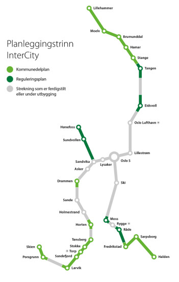 Her er planene for InterCity. (Illustrasjon: Bane Nor) Her er planene for InterCity. (Illustrasjon: Bane Nor)