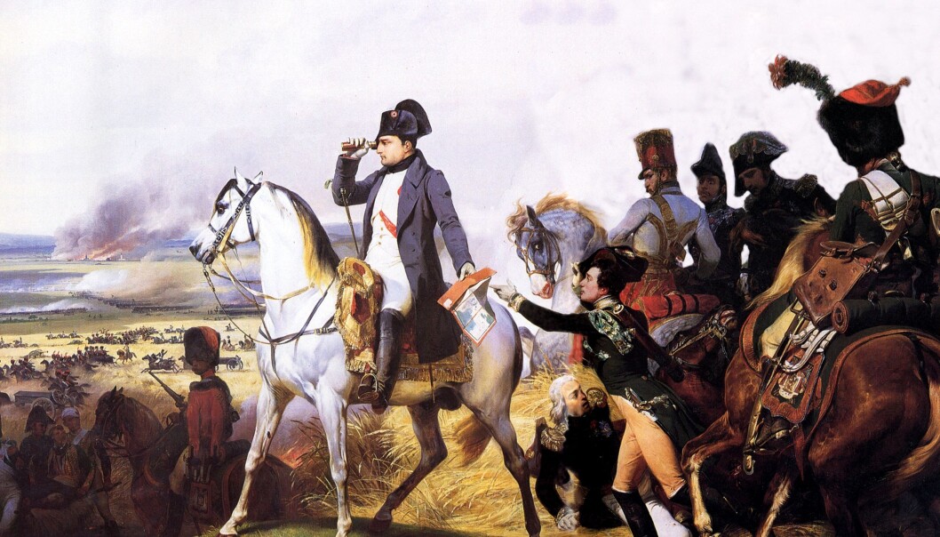 Forskere har funnet at ledere ofte har en bestemt genvariant for ledelse, som gjør at de er mer besluttsomme og har høy gjennomføringsevne. Her er Napoleon Bonaparte ved slaget om Wagram i 1809. Napoleon regnes som en av historiens sterkeste ledere. (Illustrasjon: Horace Vernet) Forskere har funnet at ledere ofte har en bestemt genvariant for ledelse, som gjør at de er mer besluttsomme og har høy gjennomføringsevne. Her er Napoleon Bonaparte ved slaget om Wagram i 1809. Napoleon regnes som en av historiens sterkeste ledere. (Illustrasjon: Horace Vernet)