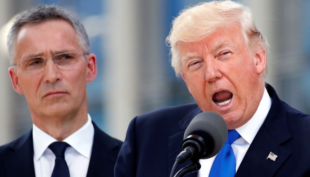 Da Donald Trump besøkte Nato-toppmøtet i mai 2017 gikk han til kraftig angrep på europeiske land som ikke betaler det de skal for forsvaret. Selv om forsvarsbudsjettene øker i mange land i Europa, mener han vi betaler altfor lite. Norge er ikke blant de verste i alliansen. Vi har mål om å bruke to prosent av bruttonasjonalproduktet på forsvar i 2024. Men hvordan skal pengene brukes? (Foto: REUTERS/Christian Hartmann/NTB Scanpix) Da Donald Trump besøkte Nato-toppmøtet i mai 2017 gikk han til kraftig angrep på europeiske land som ikke betaler det de skal for forsvaret. Selv om forsvarsbudsjettene øker i mange land i Europa, mener han vi betaler altfor lite. Norge er ikke blant de verste i alliansen. Vi har mål om å bruke to prosent av bruttonasjonalproduktet på forsvar i 2024. Men hvordan skal pengene brukes? (Foto: REUTERS/Christian Hartmann/NTB Scanpix)