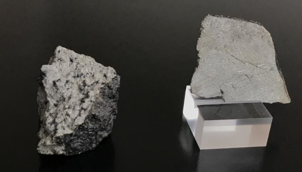 En rekke steiner fra rommet, inkludert disse to Mars-meteorittene fra Statens Naturhistoriske Museum i København, er hovedpersoner i en ny studie som kan fortelle mer om hvordan planeter blir til. (Foto: Martin Schiller) En rekke steiner fra rommet, inkludert disse to Mars-meteorittene fra Statens Naturhistoriske Museum i København, er hovedpersoner i en ny studie som kan fortelle mer om hvordan planeter blir til. (Foto: Martin Schiller)