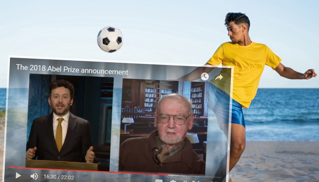 Til venstre: Alex Bellos, forfatter av en nydelig bok om brasiliansk fotball. I midten: Robert Langlands, Abelpris-vinner for å forbinde representasjonsteori og tallteori. I bakgrunnen: Brasiliansk fotball. (Illustrasjon: Skjermdump fra abelprisen.no. Foto: Colourbox. Montasje: Eivind Torgersen) Til venstre: Alex Bellos, forfatter av en nydelig bok om brasiliansk fotball. I midten: Robert Langlands, Abelpris-vinner for å forbinde representasjonsteori og tallteori. I bakgrunnen: Brasiliansk fotball. (Illustrasjon: Skjermdump fra abelprisen.no. Foto: Colourbox. Montasje: Eivind Torgersen)