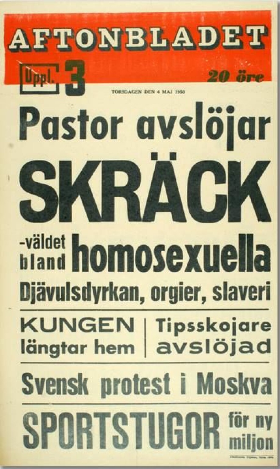 Forsiden i sin helhet. (Foto: faksimile fra Aftonbladet)