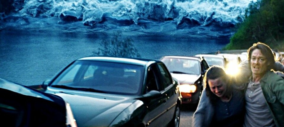 Den norske katastrofefilmen «Bølgen» fra 2012 tok for seg noe som kan bli en realitet. Raser hele fjellpartiet Åkneset vil en bølge på 70 meter kunne ramme tettstedet Geiranger. Hellesylt kan bli truffet av en 85 meter høy bølge.  (Foto/Copyright: Fantefilm Fiksjon)