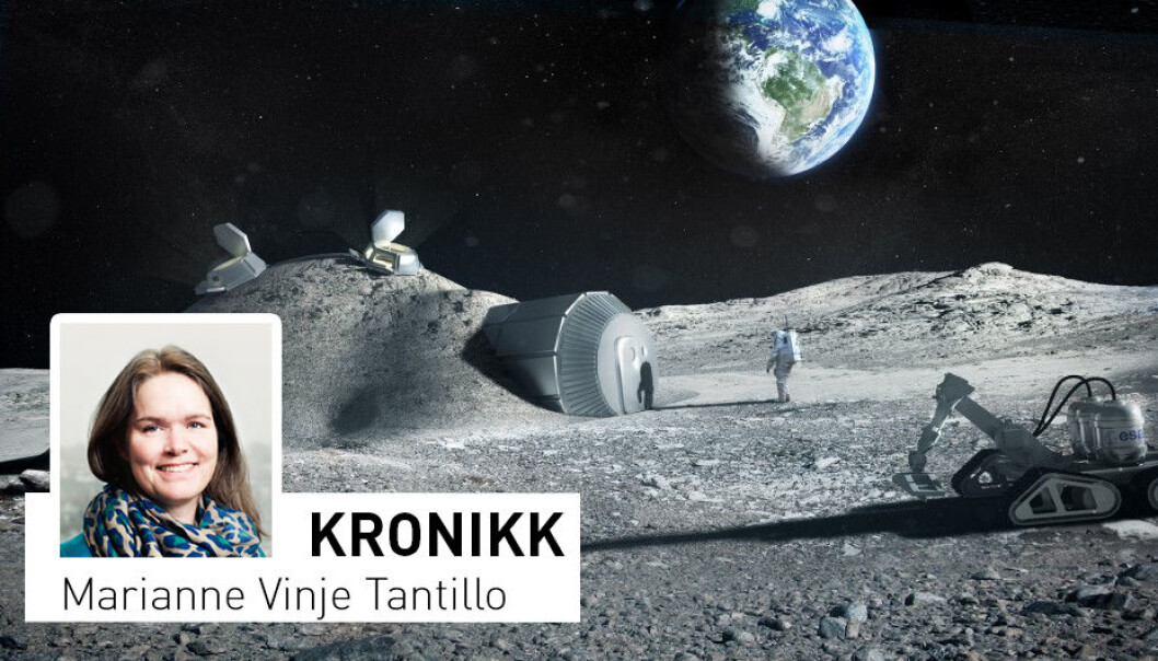 - Innen 2030 ser man for seg astronauter i arbeid på Månens overflate. Visjonen er en framtidig «Moon Village», men man må begynne i det små og sørge for å ha klar all teknologien som trengs, skriver Marianne Vinje Tantillo. (Illustrasjon: ESA/Foster + Partners) - Innen 2030 ser man for seg astronauter i arbeid på Månens overflate. Visjonen er en framtidig «Moon Village», men man må begynne i det små og sørge for å ha klar all teknologien som trengs, skriver Marianne Vinje Tantillo. (Illustrasjon: ESA/Foster + Partners)