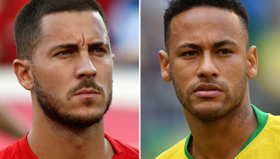 Belgias Eden Hazard og Brasils Neymar møter hverandre til kamp i VM i Sochi. (Foto: Adrian Dennis og Emmanuel Dunand) Belgias Eden Hazard og Brasils Neymar møter hverandre til kamp i VM i Sochi. (Foto: Adrian Dennis og Emmanuel Dunand)