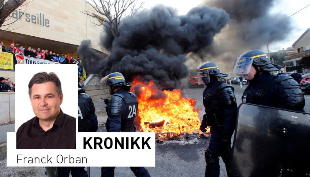 Franske fengsler har vært i krise siden slutten av januar. Fengselsbetjentene streiker, og blokkerer inngangen til mange av landets fengsler. (Foto: Jean-Paul Pelissier / Reuters / NTB scanpix) Franske fengsler har vært i krise siden slutten av januar. Fengselsbetjentene streiker, og blokkerer inngangen til mange av landets fengsler. (Foto: Jean-Paul Pelissier / Reuters / NTB scanpix)