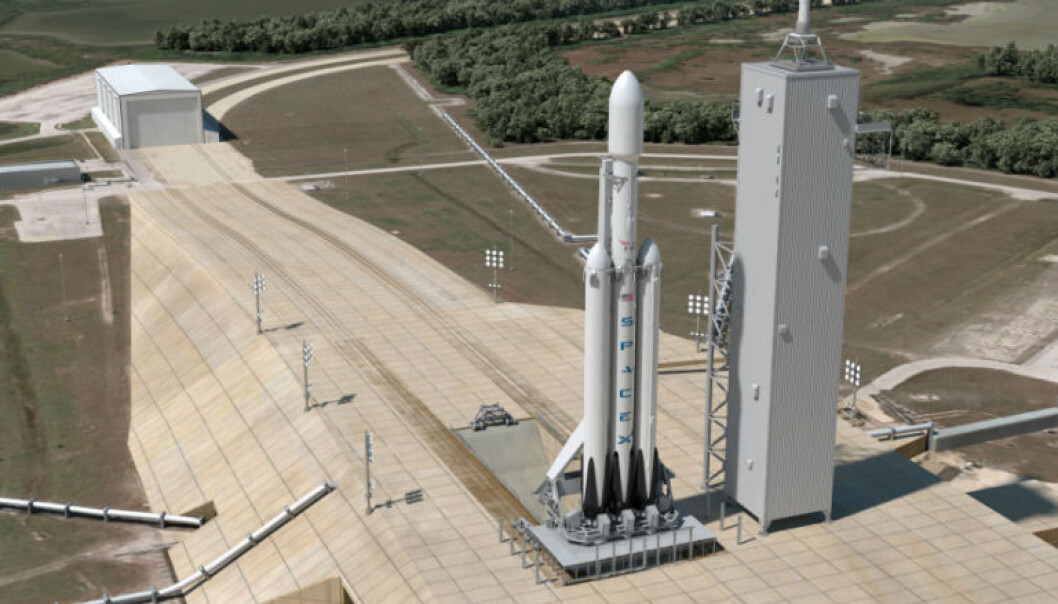 Falcon Heavy skal etter planen kunne løfte omkring dobbelt så mye som den nest kraftigste raketten, Delta IV Heavy. (Foto: SpaceX) Falcon Heavy skal etter planen kunne løfte omkring dobbelt så mye som den nest kraftigste raketten, Delta IV Heavy. (Foto: SpaceX)