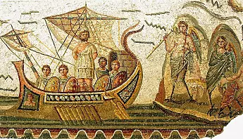 En gammel romersk mosaikk som også forteller om Odyssevs møte med sirenene. Denne befinner seg i Karthago i dagens Tunisia. (Foto: Habib M'henni /Wikimedia Commons)
