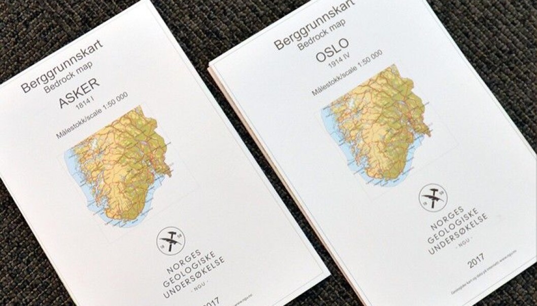 De nye kartene over Oslo og Asker dekker de mest folkerike delene av Norge. (Foto: NGU) De nye kartene over Oslo og Asker dekker de mest folkerike delene av Norge. (Foto: NGU)