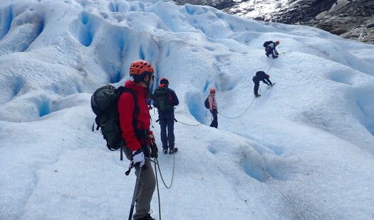 On the glacier. And getting off again!!