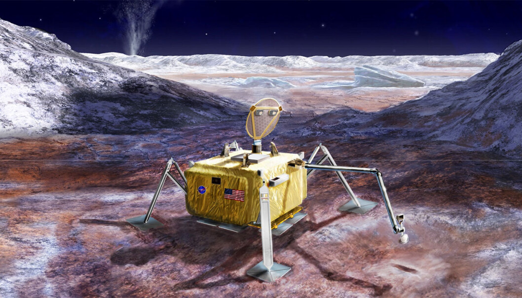 Slik ser en kunstner for seg Europa-landeren. (Bilde: NASA) Slik ser en kunstner for seg Europa-landeren. (Bilde: NASA)