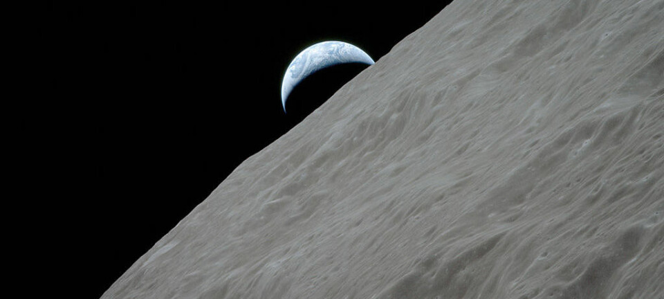 Jordsigden stiger opp over Månen, fotografert fra Apollo 17 i desember 1972. (Foto: NASA Goddard Photo and Video, CC-BY-2.0)