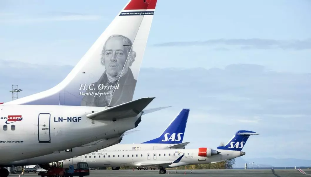 SAS og Norwegian på Værnes lufthavn. (Illustrasjonsfoto: Gorm Kallestad, NTB scanpix)
