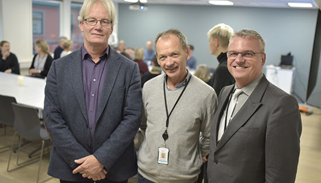 Her er de tre lederne av virksomhetene som skal slås sammen etter årsskiftet. Fra venstre: Jon Lanestedt (Norgesuniversitetet), Geir Strøm (PKU) og Harald Nybølet (SIU). (Foto: SIU) Her er de tre lederne av virksomhetene som skal slås sammen etter årsskiftet. Fra venstre: Jon Lanestedt (Norgesuniversitetet), Geir Strøm (PKU) og Harald Nybølet (SIU). (Foto: SIU)