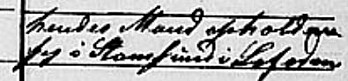 Anmerkninga i folketellinga fra 1865 som forteller at Ane Mathea Andersdatters mann er i Stamsund. (Foto: Beskåret skjermdump fra Digitalarkivet.= Anmerkninga i folketellinga fra 1865 som forteller at Ane Mathea Andersdatters mann er i Stamsund. (Foto: Beskåret skjermdump fra Digitalarkivet.=