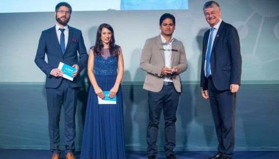 Ashish Rauniyar under prisutdelingen. (Foto: ESNC)