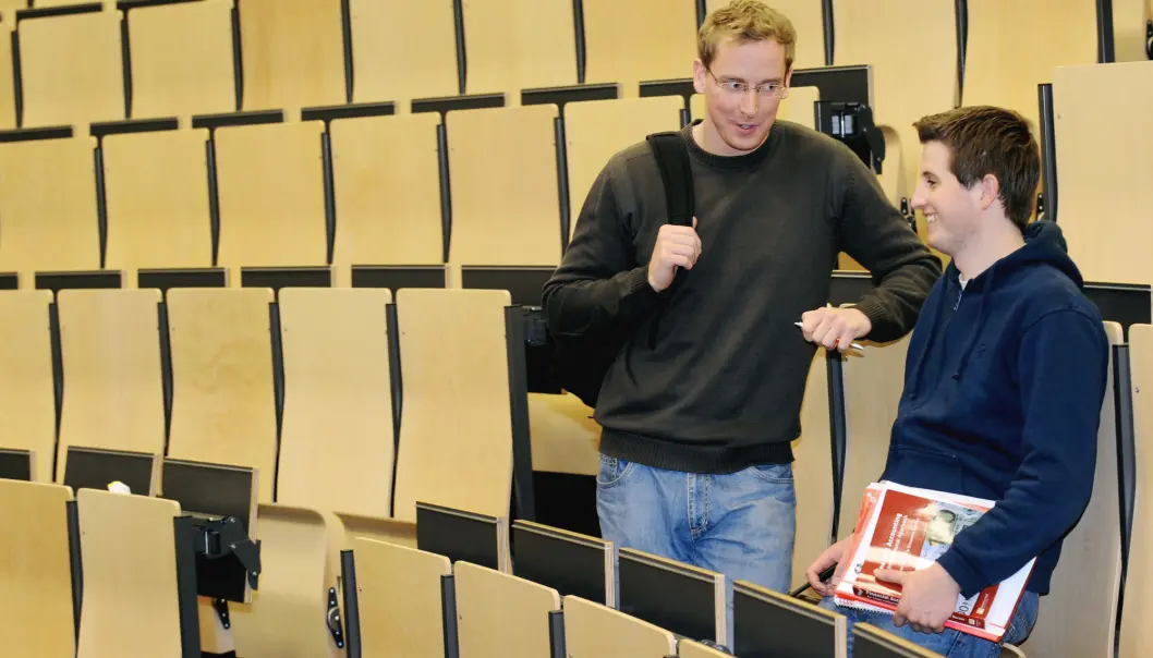Spørsmålet er om menn slutter på studiet fordi de ikke liker utdanningen, synes den er for vanskelig eller begge deler? (Foto: Frank May, NTB scanpix) Spørsmålet er om menn slutter på studiet fordi de ikke liker utdanningen, synes den er for vanskelig eller begge deler? (Foto: Frank May, NTB scanpix)
