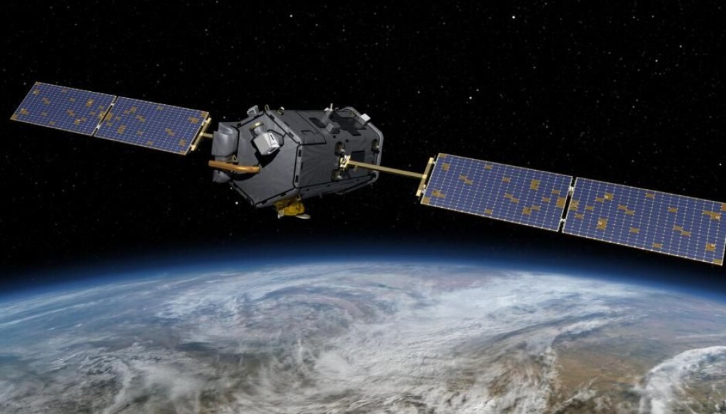 Satellitten OCO-2 har siden 2014 sendt millioner av målinger av CO₂ i atmosfæren tilbake til forskere på jorden. (Illustrasjon: NASA) Satellitten OCO-2 har siden 2014 sendt millioner av målinger av CO₂ i atmosfæren tilbake til forskere på jorden. (Illustrasjon: NASA)