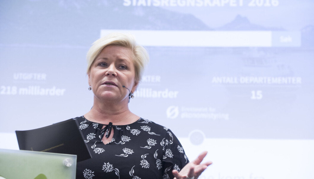På torsdag legger finansministeren frem statsbudsjettet. Her lanserer Siw Jensen statsregnskapet.no tidligere denne uken. (Foto: Terje Pedersen / NTB scanpix) På torsdag legger finansministeren frem statsbudsjettet. Her lanserer Siw Jensen statsregnskapet.no tidligere denne uken. (Foto: Terje Pedersen / NTB scanpix)